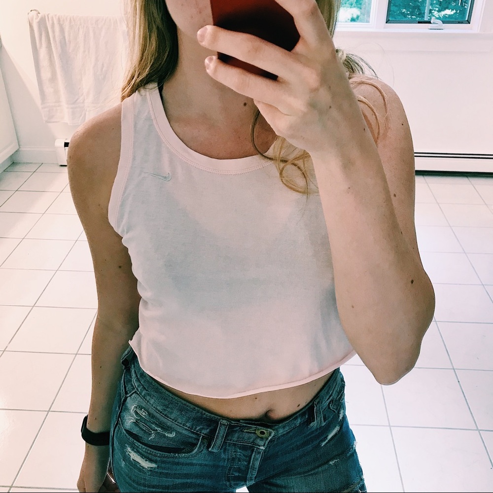 NIKE BABY PINK CROPPED TANK TOP - Picture 1 of 6